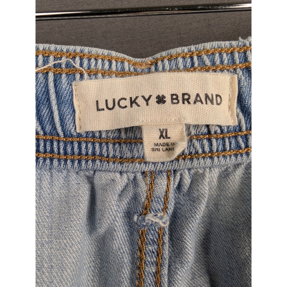Lucky Brand Womens Wide Leg Crop Drawstring Jeans Light Wash Raw Hem XL - Picture 7 of 9